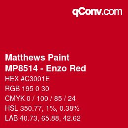 Código de color: Matthews Paint - MP8514 - Enzo Red | qconv.com