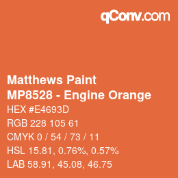 Code couleur: Matthews Paint - MP8528 - Engine Orange | qconv.com
