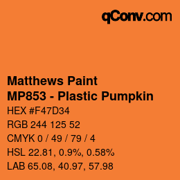 Color code: Matthews Paint - MP853 - Plastic Pumpkin | qconv.com