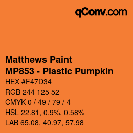 Color code: Matthews Paint - MP853 - Plastic Pumpkin | qconv.com