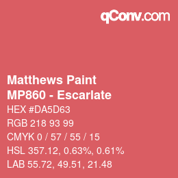 Color code: Matthews Paint - MP860 - Escarlate | qconv.com