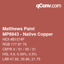 Farbcode: Matthews Paint - MP8843 - Native Copper | qconv.com