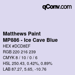 Color code: Matthews Paint - MP886 - Ice Cave Blue | qconv.com