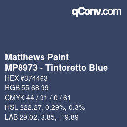 Código de color: Matthews Paint - MP8973 - Tintoretto Blue | qconv.com