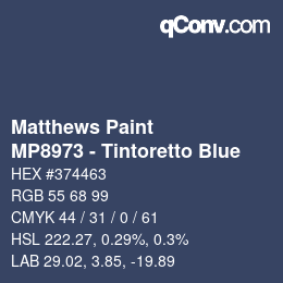 カラーコード: Matthews Paint - MP8973 - Tintoretto Blue | qconv.com