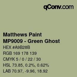Código de color: Matthews Paint - MP9009 - Green Ghost | qconv.com