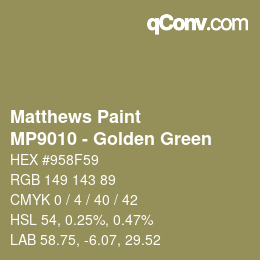 Color code: Matthews Paint - MP9010 - Golden Green | qconv.com