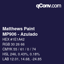 颜色代码: Matthews Paint - MP906 - Azulado | qconv.com