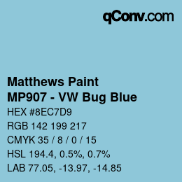 Code couleur: Matthews Paint - MP907 - VW Bug Blue | qconv.com