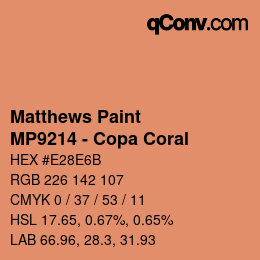 Farbcode: Matthews Paint - MP9214 - Copa Coral | qconv.com