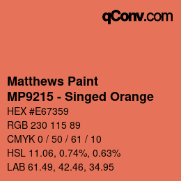 Color code: Matthews Paint - MP9215 - Singed Orange | qconv.com