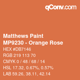 Color code: Matthews Paint - MP9230 - Orange Rose | qconv.com