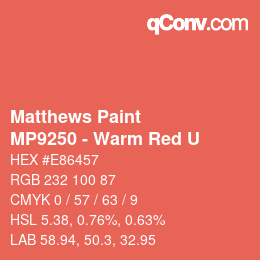 Code couleur: Matthews Paint - MP9250 - Warm Red U | qconv.com