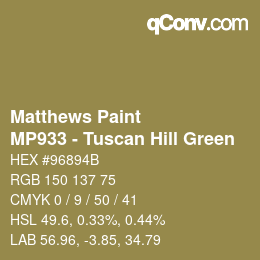 Color code: Matthews Paint - MP933 - Tuscan Hill Green | qconv.com