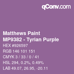 Color code: Matthews Paint - MP9382 - Tyrian Purple | qconv.com