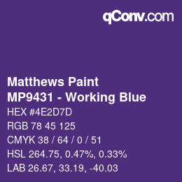 Color code: Matthews Paint - MP9431 - Working Blue | qconv.com