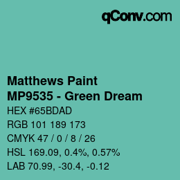 カラーコード: Matthews Paint - MP9535 - Green Dream | qconv.com