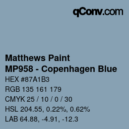 カラーコード: Matthews Paint - MP958 - Copenhagen Blue | qconv.com