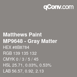 Code couleur: Matthews Paint - MP9648 - Gray Matter | qconv.com