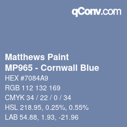 Code couleur: Matthews Paint - MP965 - Cornwall Blue | qconv.com