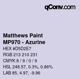 Código de color: Matthews Paint - MP970 - Azurine | qconv.com