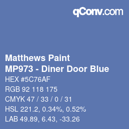 Color code: Matthews Paint - MP973 - Diner Door Blue | qconv.com