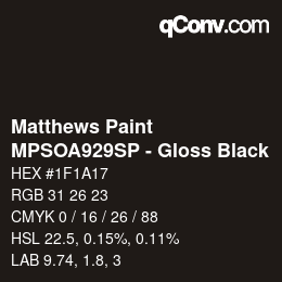Farbcode: Matthews Paint - MPSOA929SP - Gloss Black | qconv.com