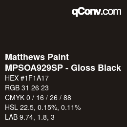 Code couleur: Matthews Paint - MPSOA929SP - Gloss Black | qconv.com