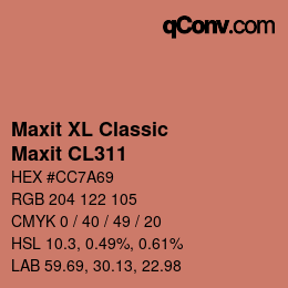 颜色代码: Maxit XL Classic - Maxit CL311 | qconv.com