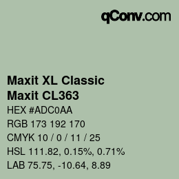 カラーコード: Maxit XL Classic - Maxit CL363 | qconv.com