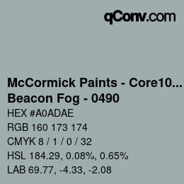 カラーコード: McCormick Paints - Core100 - Beacon Fog - 0490 | qconv.com