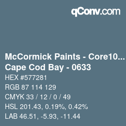 カラーコード: McCormick Paints - Core100 - Cape Cod Bay - 0633 | qconv.com
