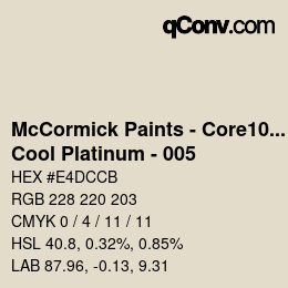 Farbcode: McCormick Paints - Core100 - Cool Platinum - 005 | qconv.com