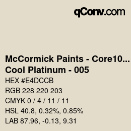 Code couleur: McCormick Paints - Core100 - Cool Platinum - 005 | qconv.com