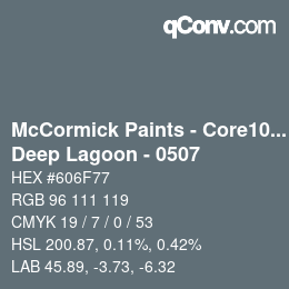 Code couleur: McCormick Paints - Core100 - Deep Lagoon - 0507 | qconv.com