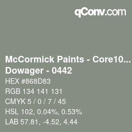 カラーコード: McCormick Paints - Core100 - Dowager - 0442 | qconv.com