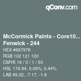 カラーコード: McCormick Paints - Core100 - Fenwick - 244 | qconv.com