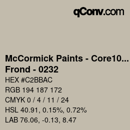 カラーコード: McCormick Paints - Core100 - Frond - 0232 | qconv.com