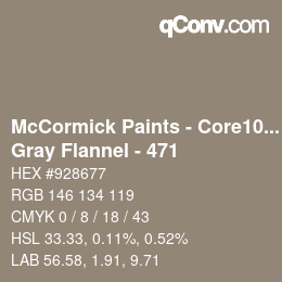 Farbcode: McCormick Paints - Core100 - Gray Flannel - 471 | qconv.com