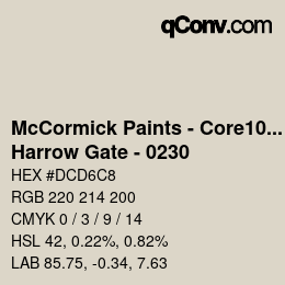 Code couleur: McCormick Paints - Core100 - Harrow Gate - 0230 | qconv.com
