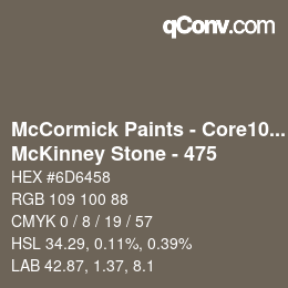 カラーコード: McCormick Paints - Core100 - McKinney Stone - 475 | qconv.com