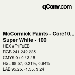 Farbcode: McCormick Paints - Core100 - Super White - 100 | qconv.com