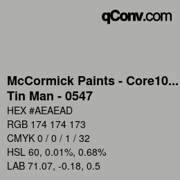 カラーコード: McCormick Paints - Core100 - Tin Man - 0547 | qconv.com