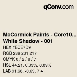 カラーコード: McCormick Paints - Core100 - White Shadow - 001 | qconv.com