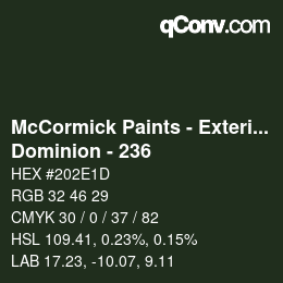 カラーコード: McCormick Paints - Exterior - Dominion - 236 | qconv.com