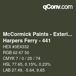 カラーコード: McCormick Paints - Exterior - Harpers Ferry - 441 | qconv.com