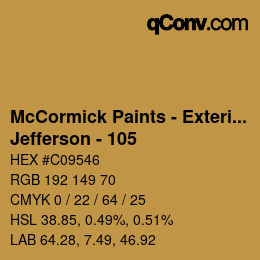 カラーコード: McCormick Paints - Exterior - Jefferson - 105 | qconv.com
