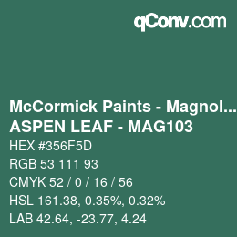 カラーコード: McCormick Paints - Magnolia - ASPEN LEAF - MAG103 | qconv.com