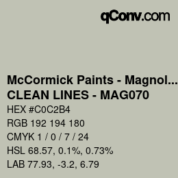 カラーコード: McCormick Paints - Magnolia - CLEAN LINES - MAG070 | qconv.com