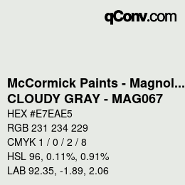 カラーコード: McCormick Paints - Magnolia - CLOUDY GRAY - MAG067 | qconv.com